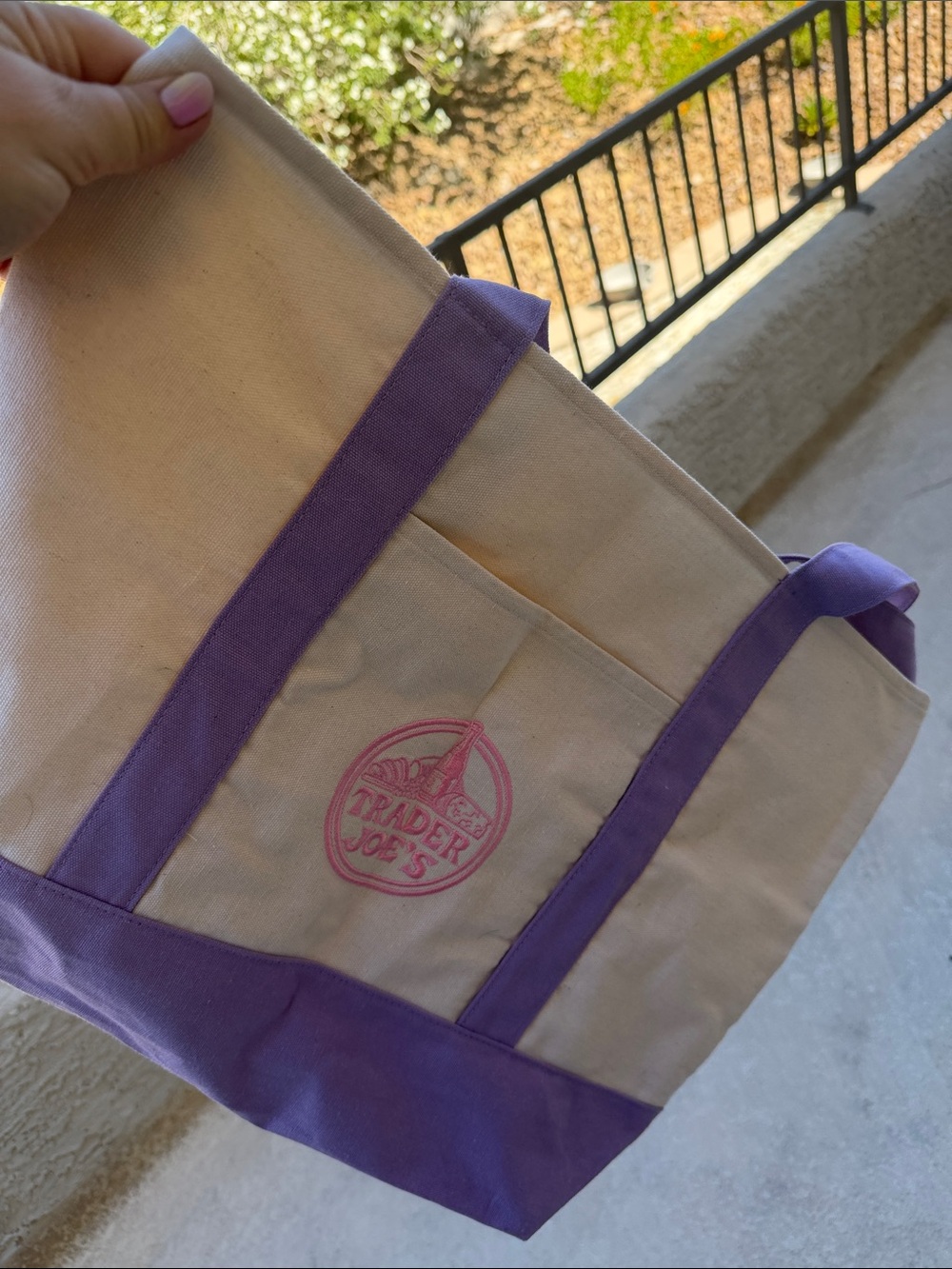 Trader Joes Lavender Purple Canvas Tote Bag